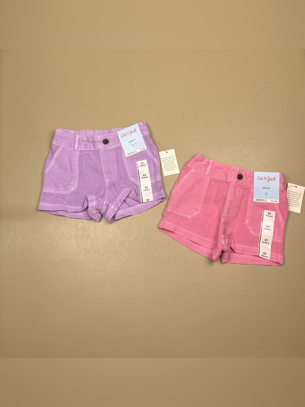Cat & Jack Toddler Girls Shorts Bundle 2T Pink Purple NWT Summer